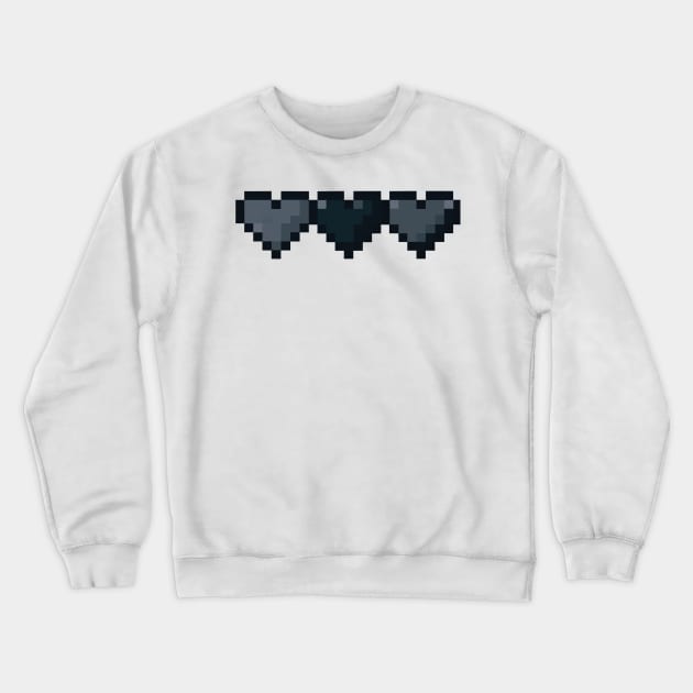 Black Hearts in a Row Pixel Art Crewneck Sweatshirt by christinegames